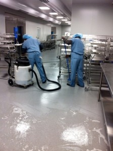 Our staff cleaning a medical equipment cleaning room