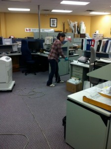 Our OptiCleaner's Vacuuming Office Floors